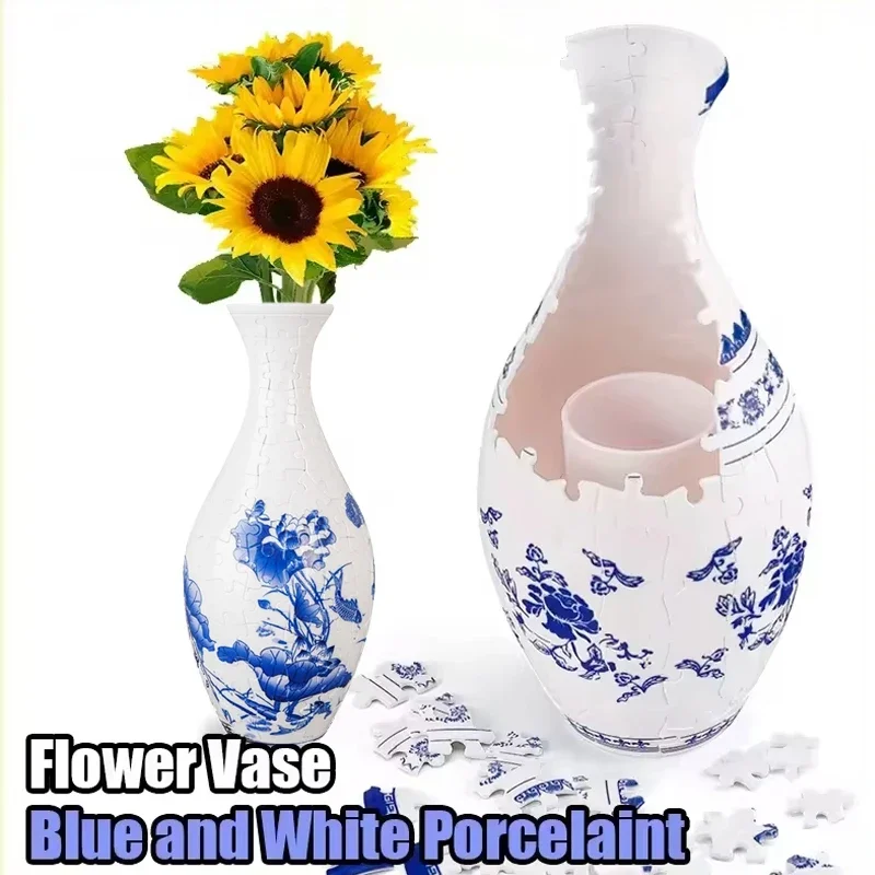 Puzzles Vase 3D Puzzle Chinese Style Building Blocks Diy Assembly Educational Toys Children Creative Gift Home Decoration