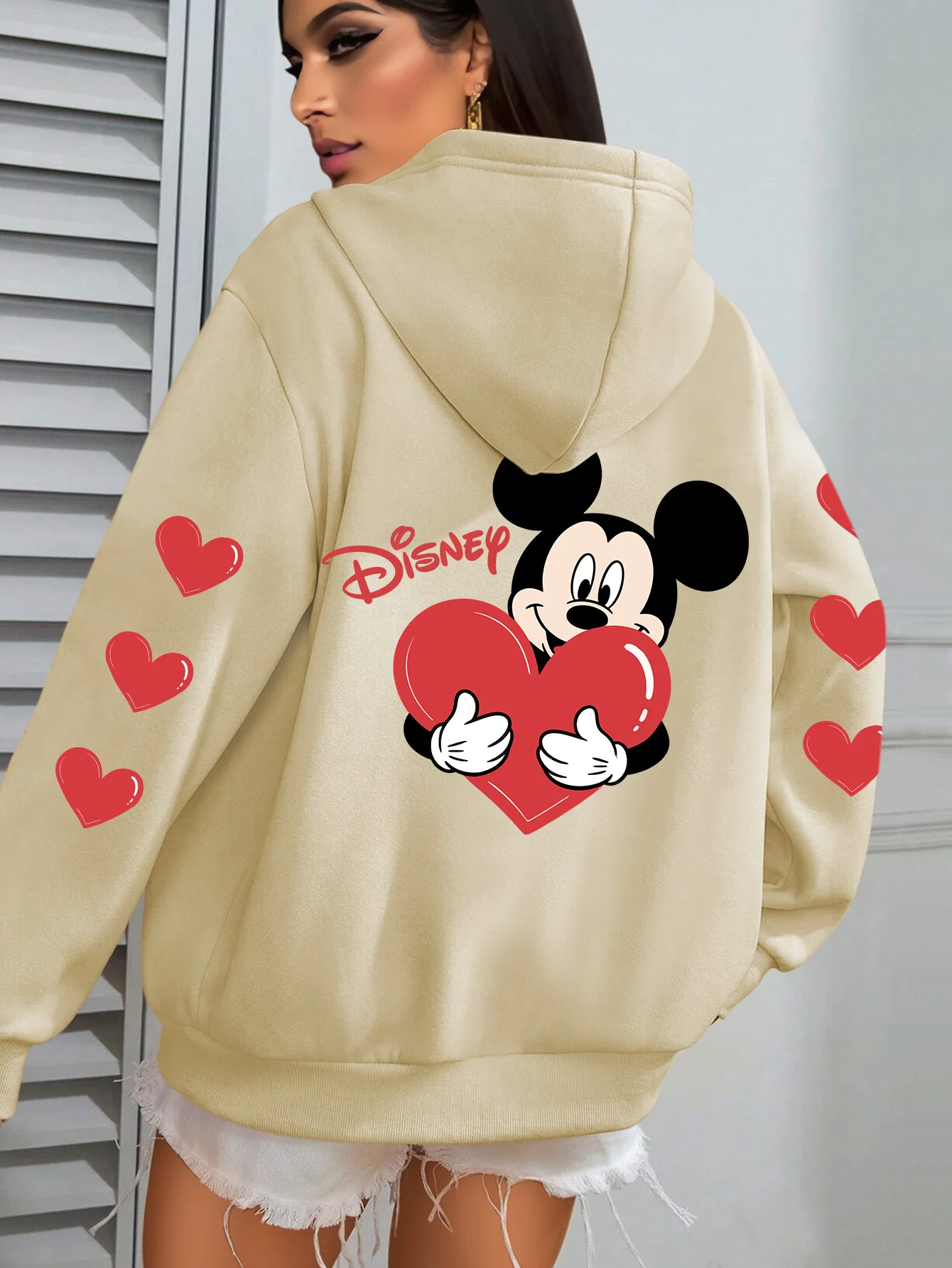 

Женские толстовки с рисунком Микки Мауса Диснея, уличная одежда, толстовки унисекс большого размера, осенне-зимние флисовые повседневные универсальные