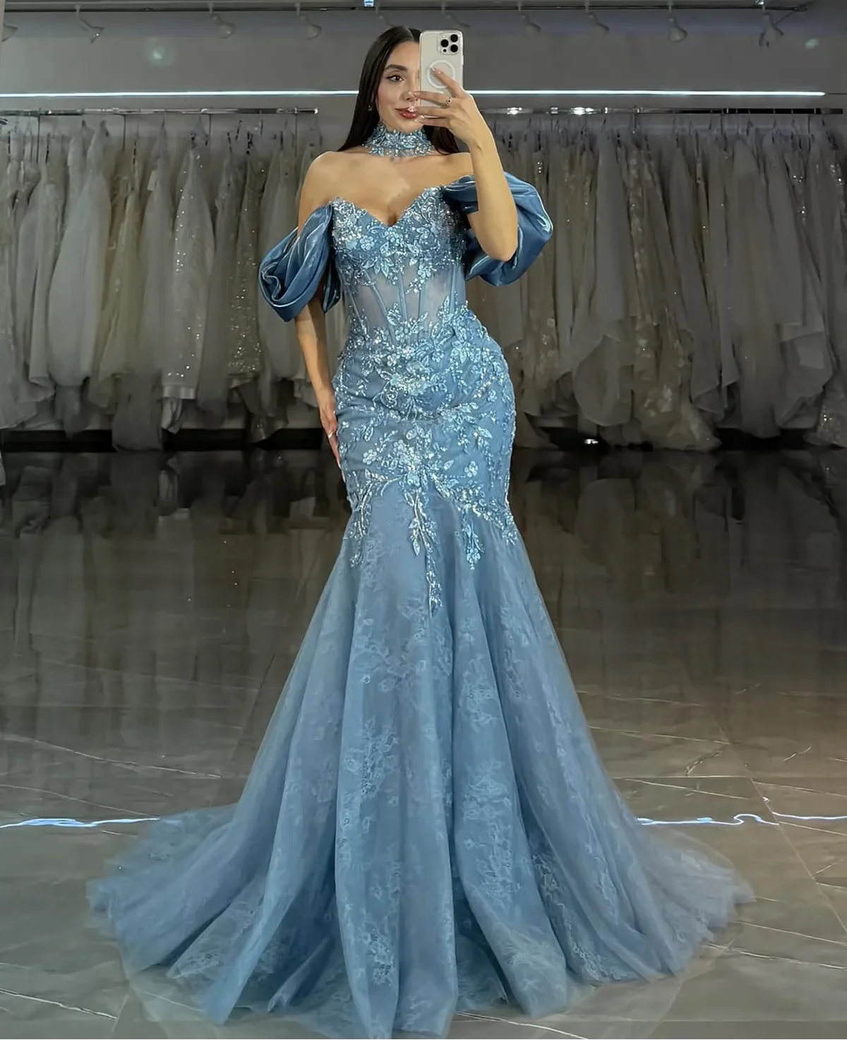 

Vintage Lace Mermaid Evening Dresses Sweetheart Corset Prom Gown Off the Shoulder Vestidos De Novia Gala