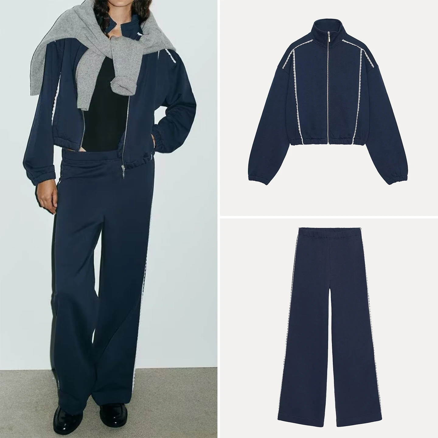 

Loose Sweatirt Women's Sle Velvet Wide Leg Pants High Waist Long Sve ort Length Pure Color Faion Set Autumn 2025