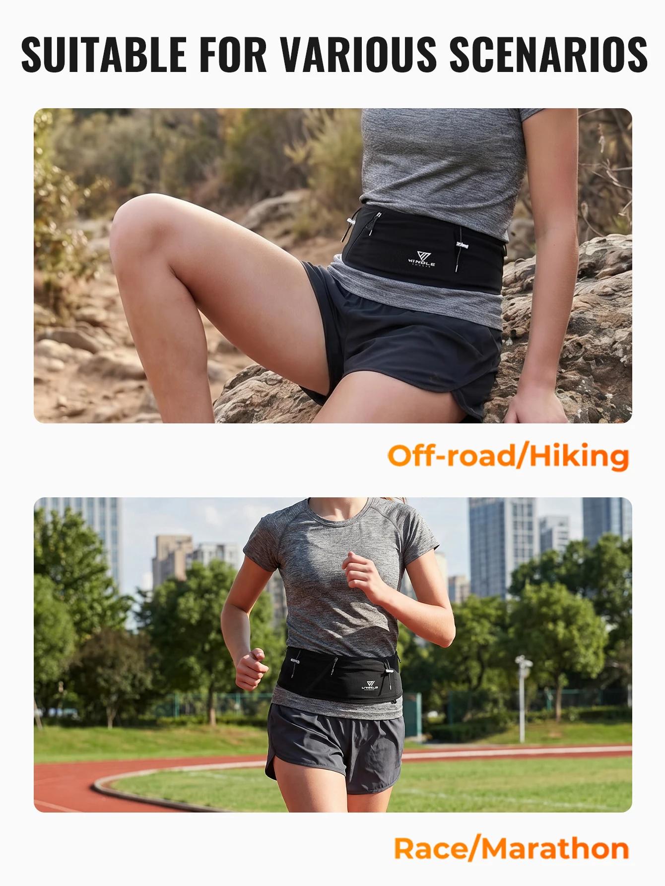 WRELS Laufgürteltasche, atmungsaktiver, schmaler Trainingsgürtel, verstellbar, rutschfest, für Outdoor-Sportarten, Wandern, Herren, Damen, Fitness, Aufbewahrungstasche – Detail 14