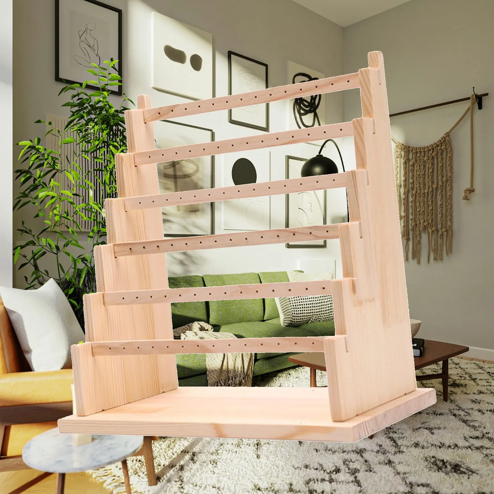 Wooden Jewelry Rack Stand Earring Organizer Bangle Holder Necklace Display Bracelet Watch Showcase Storage for Shop Counter