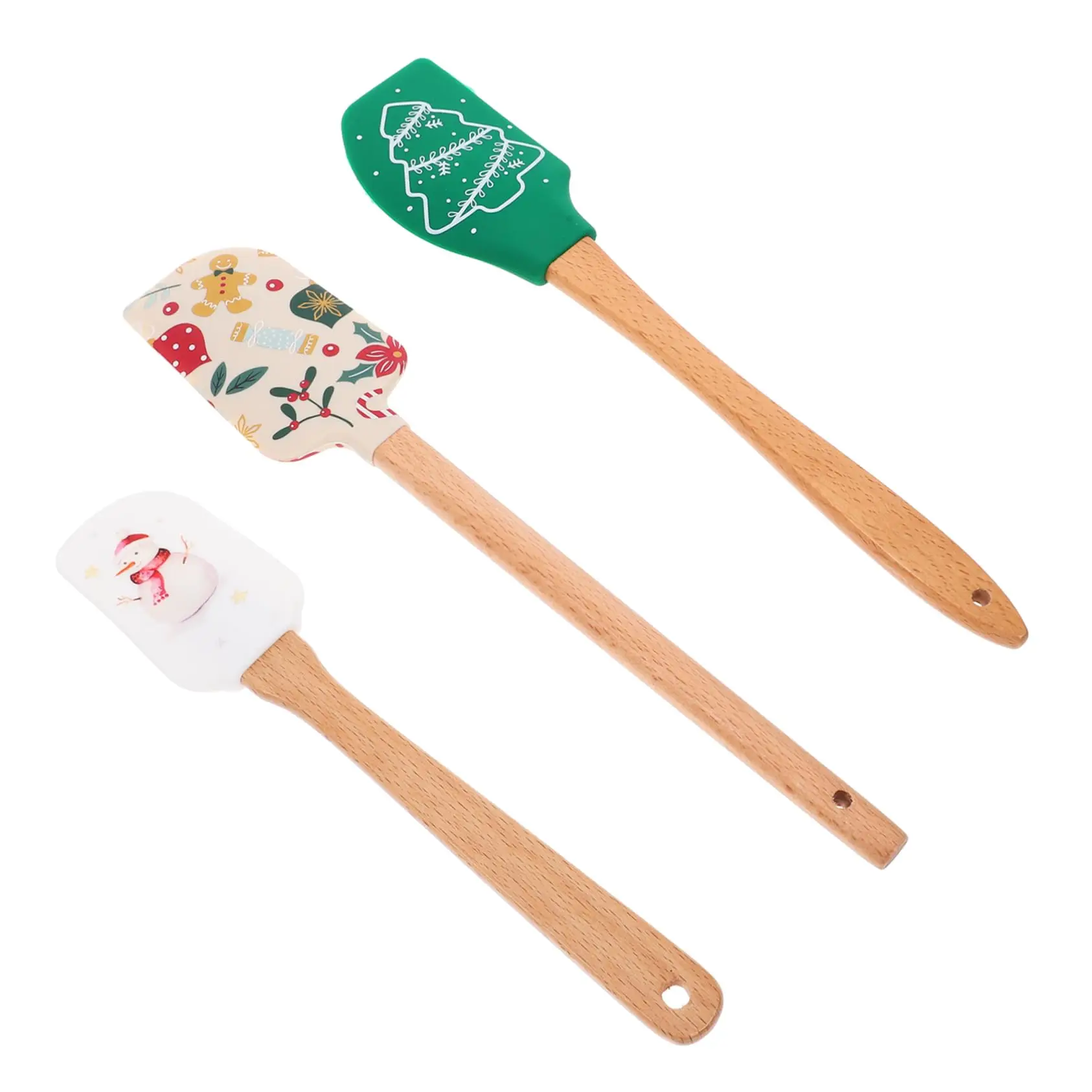 

IK Kitchen Silicone Spatula Wood Handle Non-slip Christmas Cream Scraper Baking Spatulas Kitchen Utensils for Baking Cooking