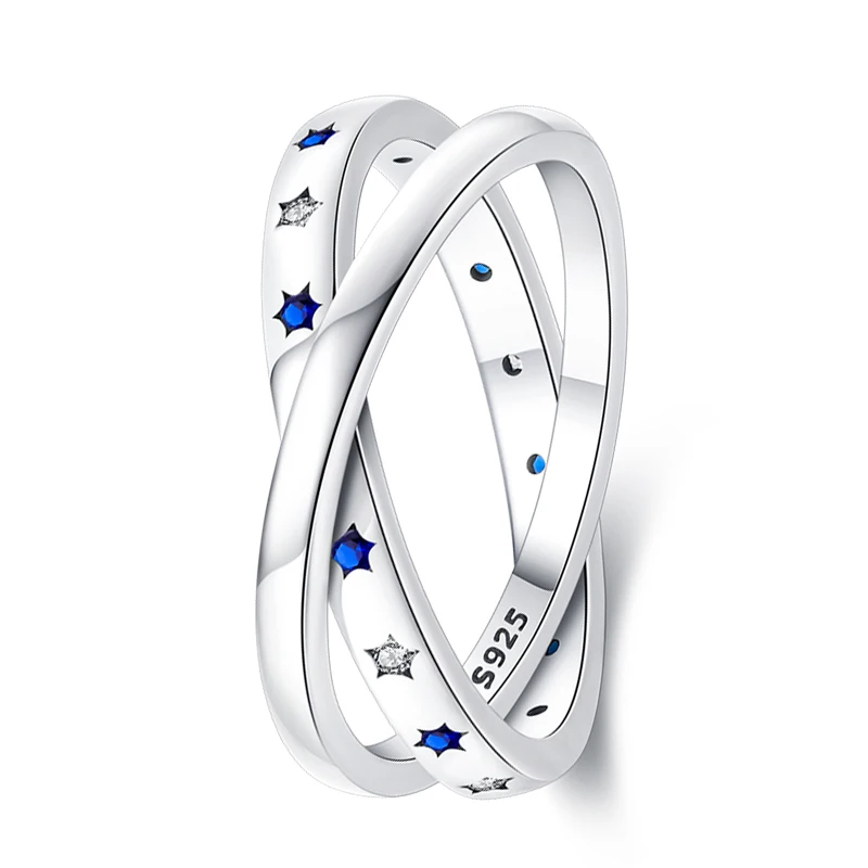 Women's 925 Silver Geometric Star Zircon Ring, Romantic Gift