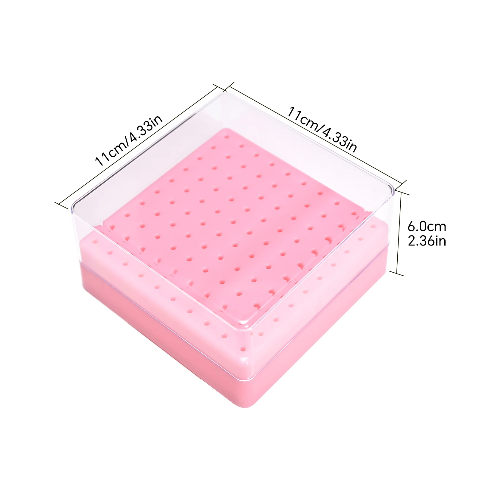100-Hole Nail Art Drill Bit Holder White Storage Box Plastic Empty Container Case for Milling Cutters Hold Manicure Tools