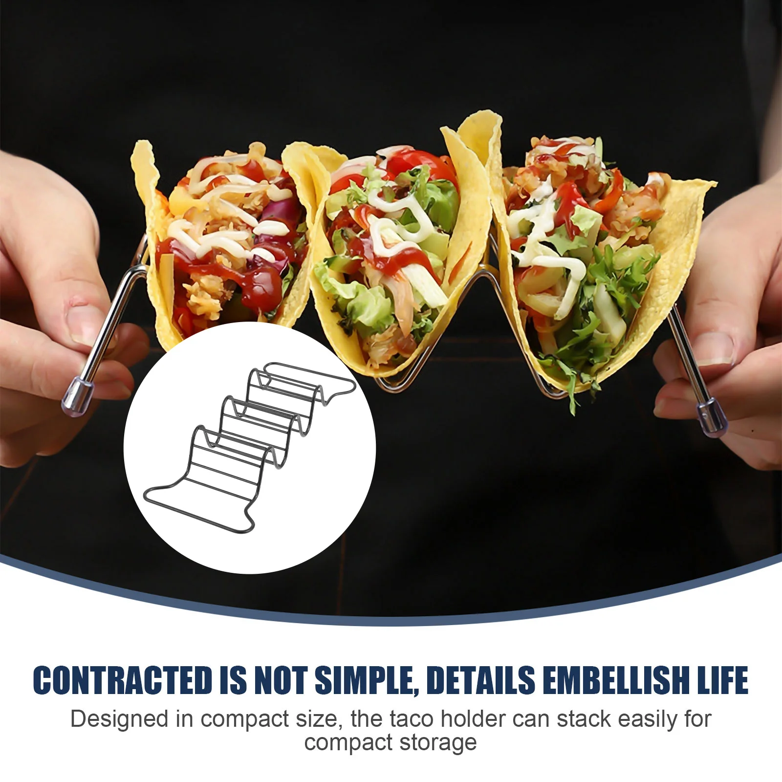 Stainless Steel Taco Holder Multi-Shell Compartments Taco Rack Oven Grill Baking Serving Tray Holder for Hard