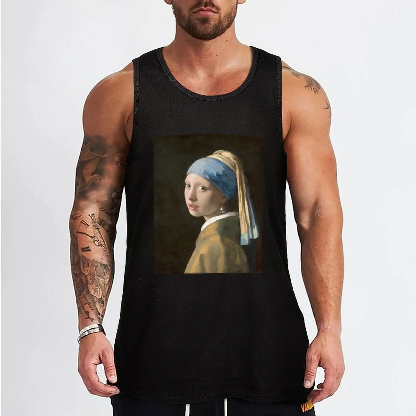 Girl with a Pearl Earring (HighRes) Tank Top men clothes gym clothes man fitness sleeveless