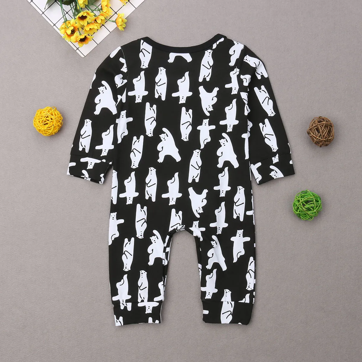 Baby Boy Girl Rompers Long Sleeve Cotton Baby Boy Clothes Bear Print Fashion Infant Clothing Jumpsuit Autumn