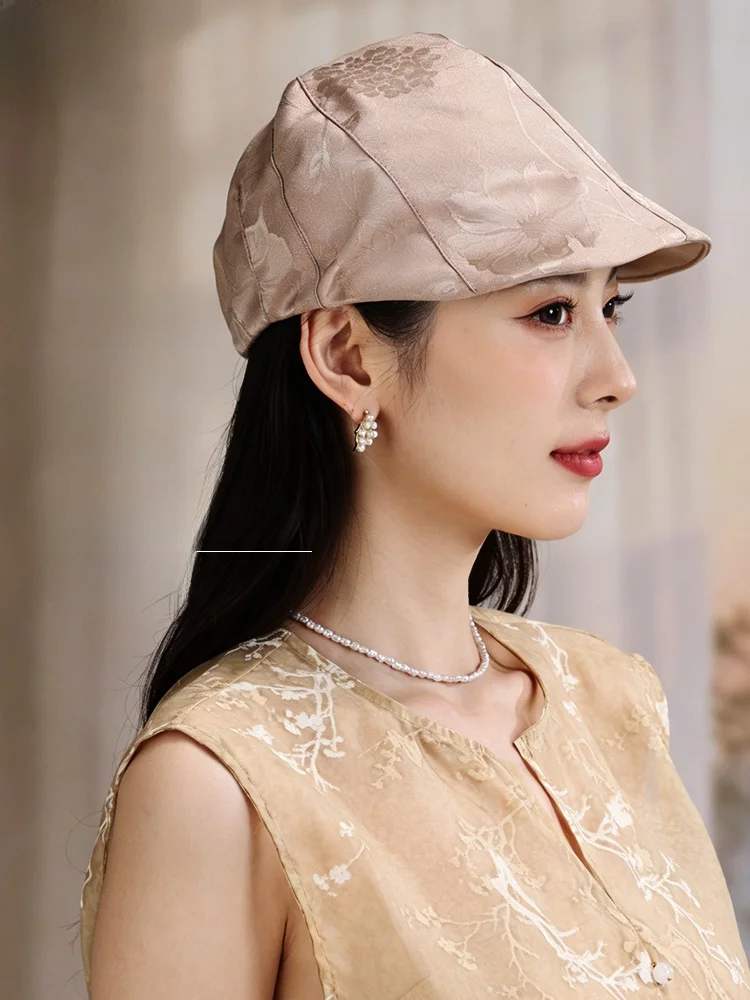 silk-women's-hat-versatile-retro-artistic-summer-duckbill-cap-stylish-alluring-vintage-aesthetic-suitable-for-various-ages