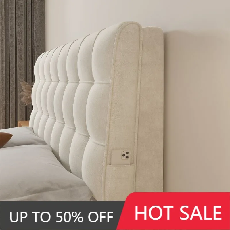 Soft Bed Head Cushion Velvet Storage Pocket Bed Backrest Cushion Comfortable Relaxing Cushions Home Bedroom Ornamental Cushions