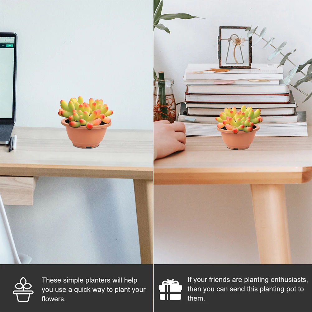 

8 Pcs Plastic Planter Pot Set Durable Flower Pots for Indoor Plants Drainage Holes Succulent Plant Pot Gardening Planters