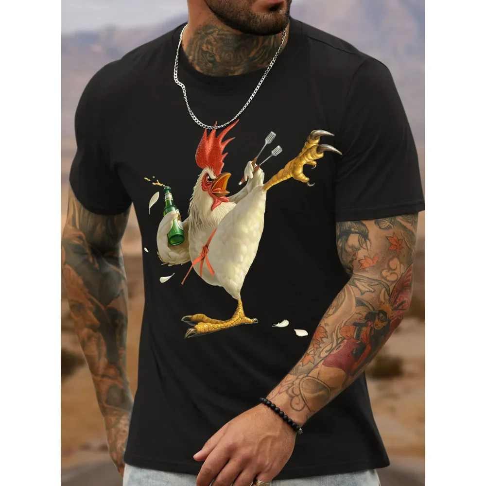 Summer Cockfighting Graphic T Shirts For Men Streetwear Casual O-Neck Short Sleeve Tees Shirt Breathable Tops Oversized T-shirt