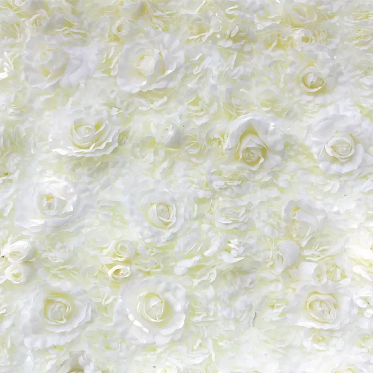 Mur de roses entièrement blanc simulé, présentoir, fausse fleur de mariage