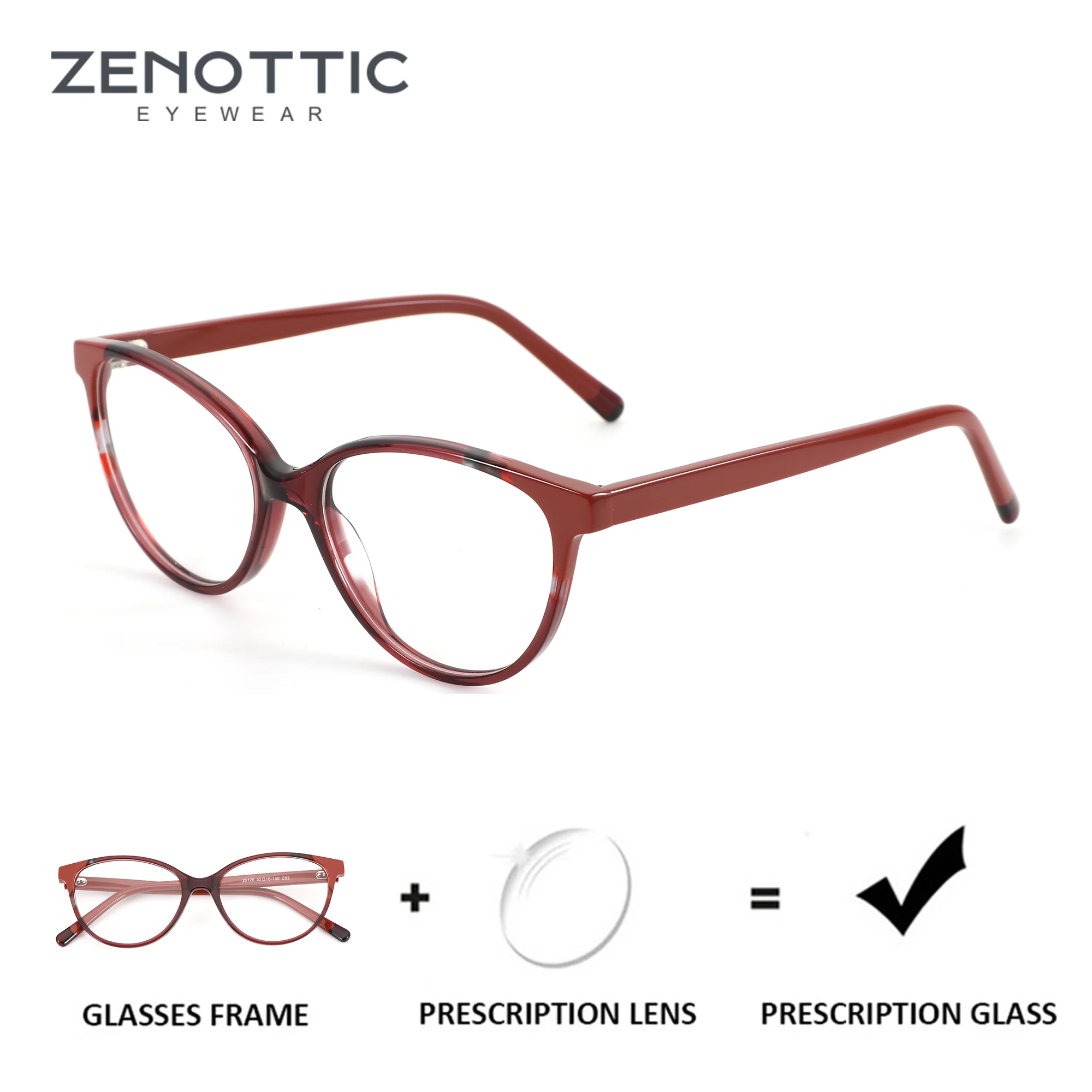 

Очки ZENOTTIC (размер XS) из ацетата, овальные, по индивидуальному заказу, для женщин, оптические очки для близорукости с рецептурными линзами, прогрессивные очки