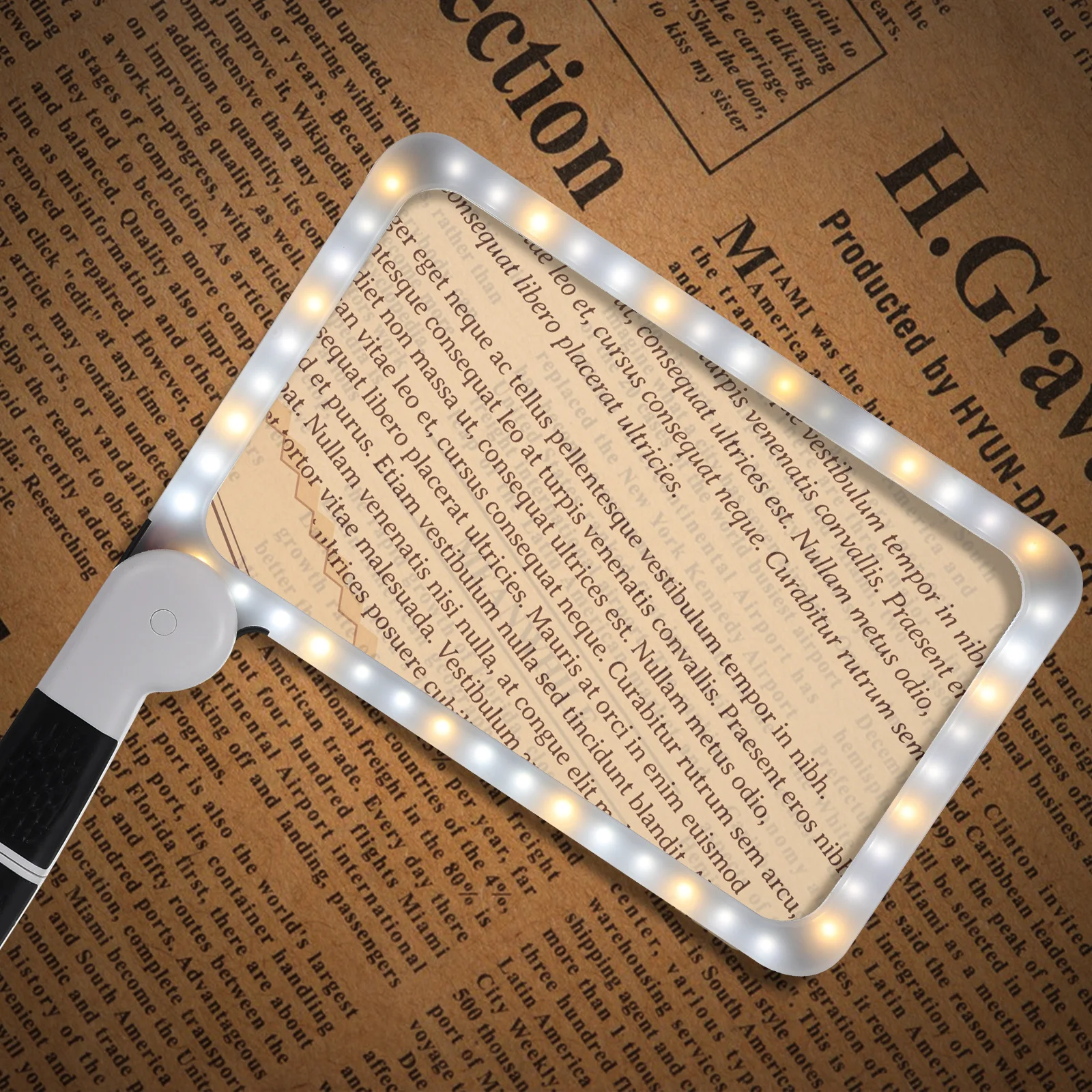 

Handheld Magnifier Jumbo 5X Rectangle Reading Magnifying Glass Led Light For Seniors Portable Folding Illuminated Acrylic