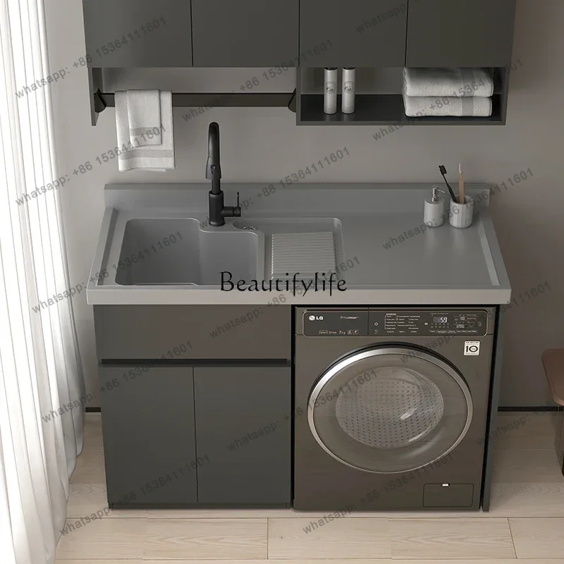 D30*Balcony Honeycomb Aluminum Board Wash Wardrobe Combination Washing Machine All-in-One Cabinet Partner Custom Corner Cutting