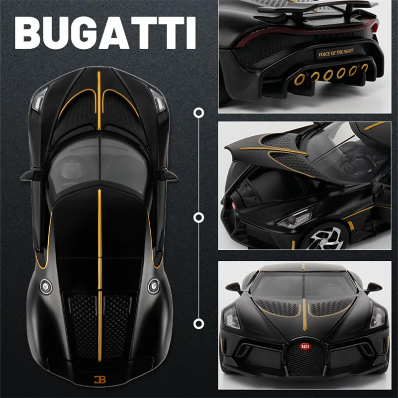 1:24 Bugatti Lavoiturenoire Alloy Sports Car Model Diecast Metal Toy Vehicles Car Model Simulation Sound and Light Kids Toy Gift