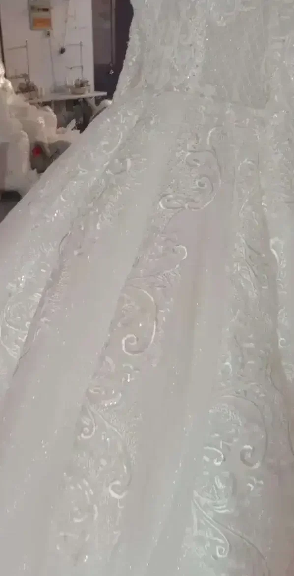 Suknie Ślubne z Aplikacjami z Koralików na Zamówienie, Bufiaste Suknie Balowe dla Kobiet 2025, Luksusowe Suknie Ślubne z Długimi Rękawami dla Panny Młodej