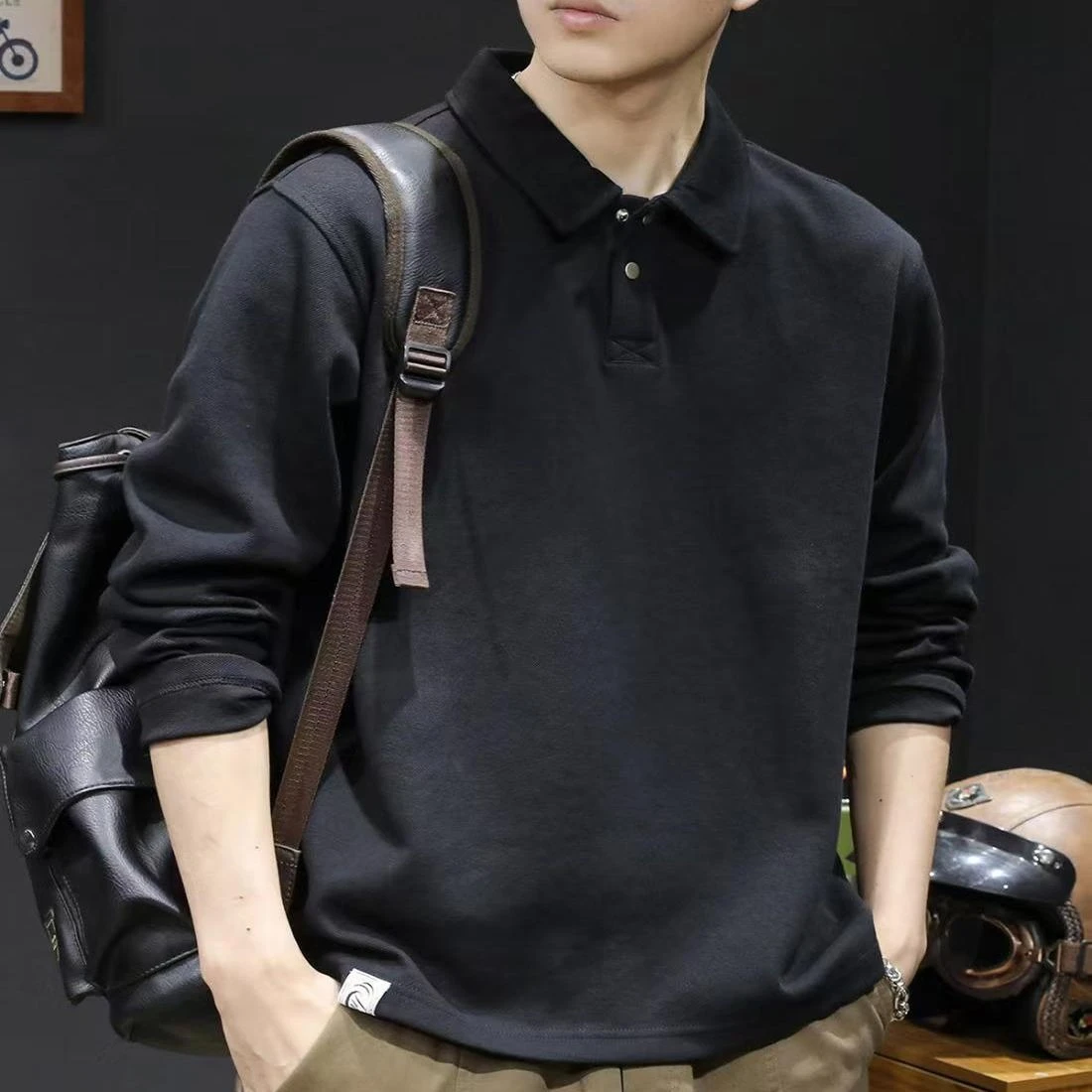 

Men's Loose Polo Shirt Heavyweight Long Sleeve Top Turn Down Collar Plus Size Casual All Purpose Shirt for Spring Autumn Outfits