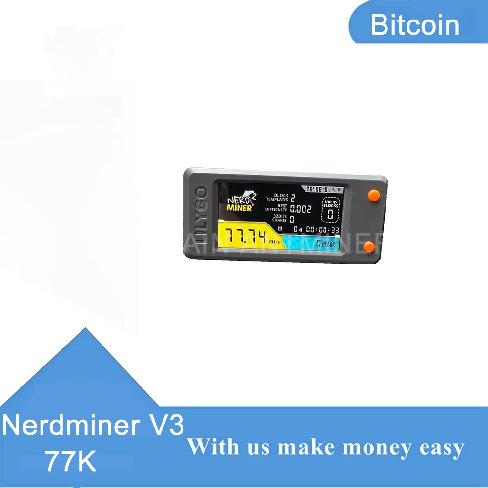 New nerdminer v3 2.8-inch BTC Solo Lottery  Crypto Bitcoin Miner, Low Power Consumption Solo Mining Machine