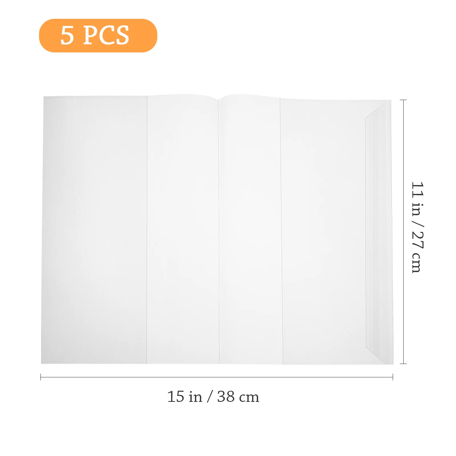 Juste de protection pour manuel, étui transparent, livre, notes, PP, vierge, 3800x2700x020cm, 5 pièces