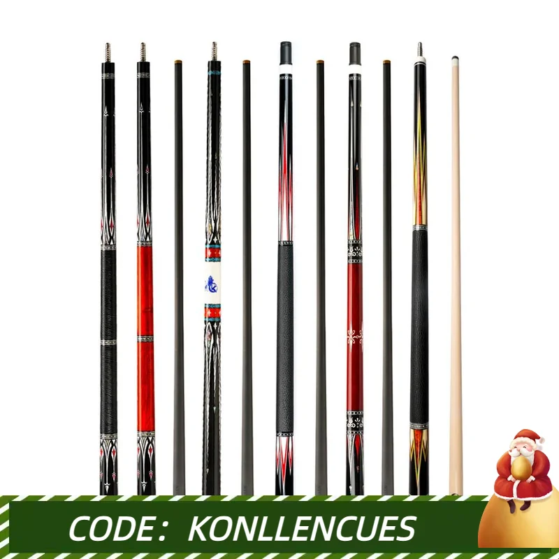 KONLLEN-Carbon Fiber Pool Cue Stick, Low Deflection Radial Pin Joint, Billiard Cues, 12.5mm, High-End