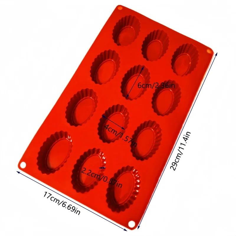 12 Hole Oval Egg Shape Silicone Cake Mold Lace Mousse Cake Bread Mold DIY Pudding Jelly Mooncake Mould Kitchen Baking Tools ﻿