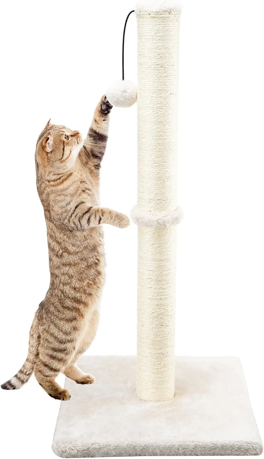 

29" Height Tall Cat Scratching Post, Claw Scratcher with Sisal Rope and Covered with S Smooth Plush, Vertical Scratch