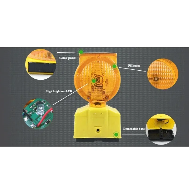 Construcción al aire libre, luz de señal intermitente de frecuencia de explosión de obstáculos intermitente Solar, luz de advertencia nocturna de gran altitud