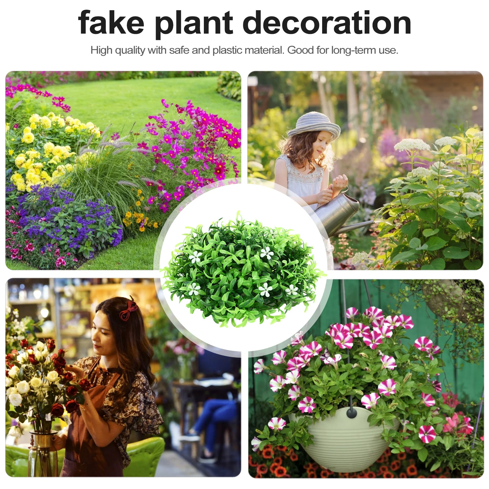 

Artificial Grass Ball Hanging Plant Decor for Home Mall Safe Plastic Material Long-Term Use Elegant Shape Add Color Natural