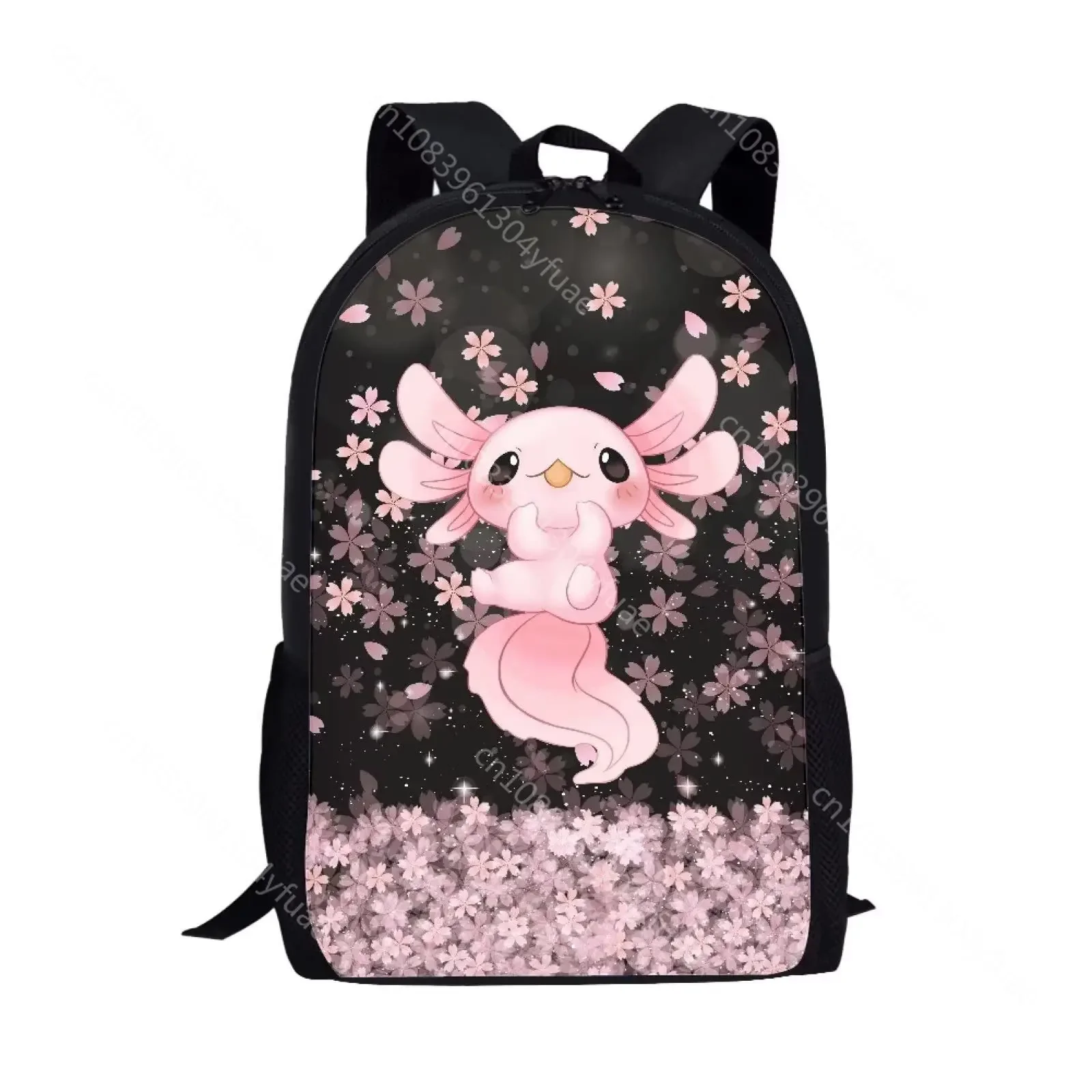 Sakura Axolotl School Backpack for Girls Boys Bookbag Large Capacity School Bag for Teenager Middle School Student Elementary