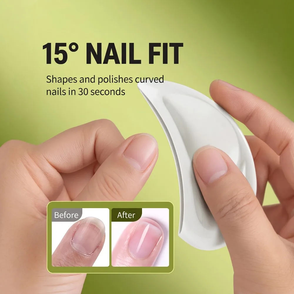 Curved Nail File for Salon Use, Nail Surface Polishing Tool, Professional Manicure File, Slant Edge Buffer for Ingrown Nails!