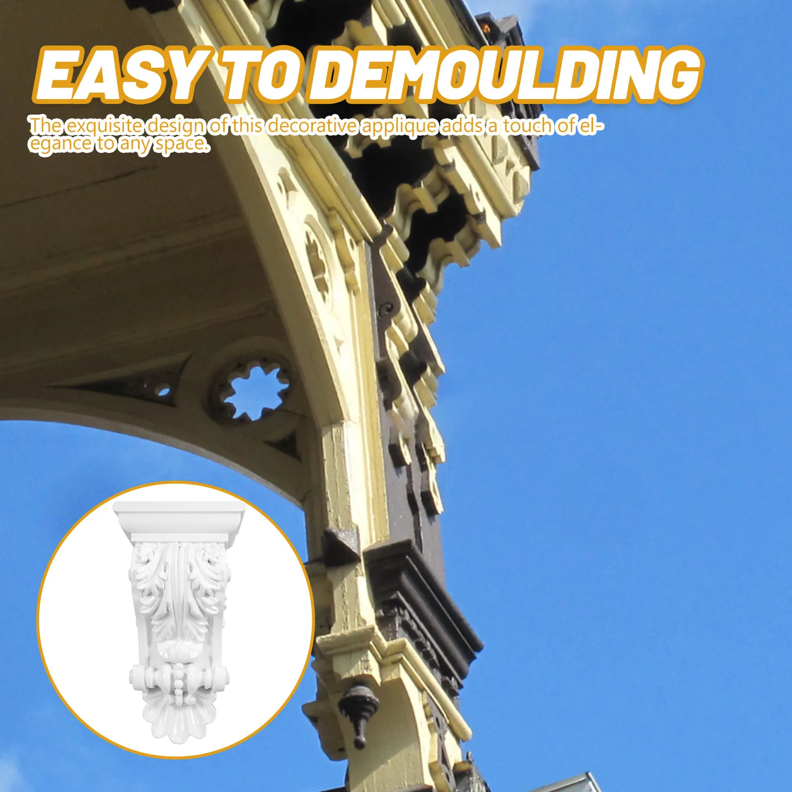 European Style Decorative Corbel White ABS Carved Applique for Ceiling Wall Door Window Elegant Floral Roman Column Head Home