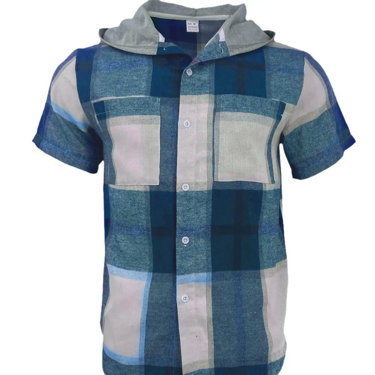

Men's Casual Hooded Plaid ort Sve irt Cleanfit Sle Ciwalk Thin Material Collar Inner Wear PU Material