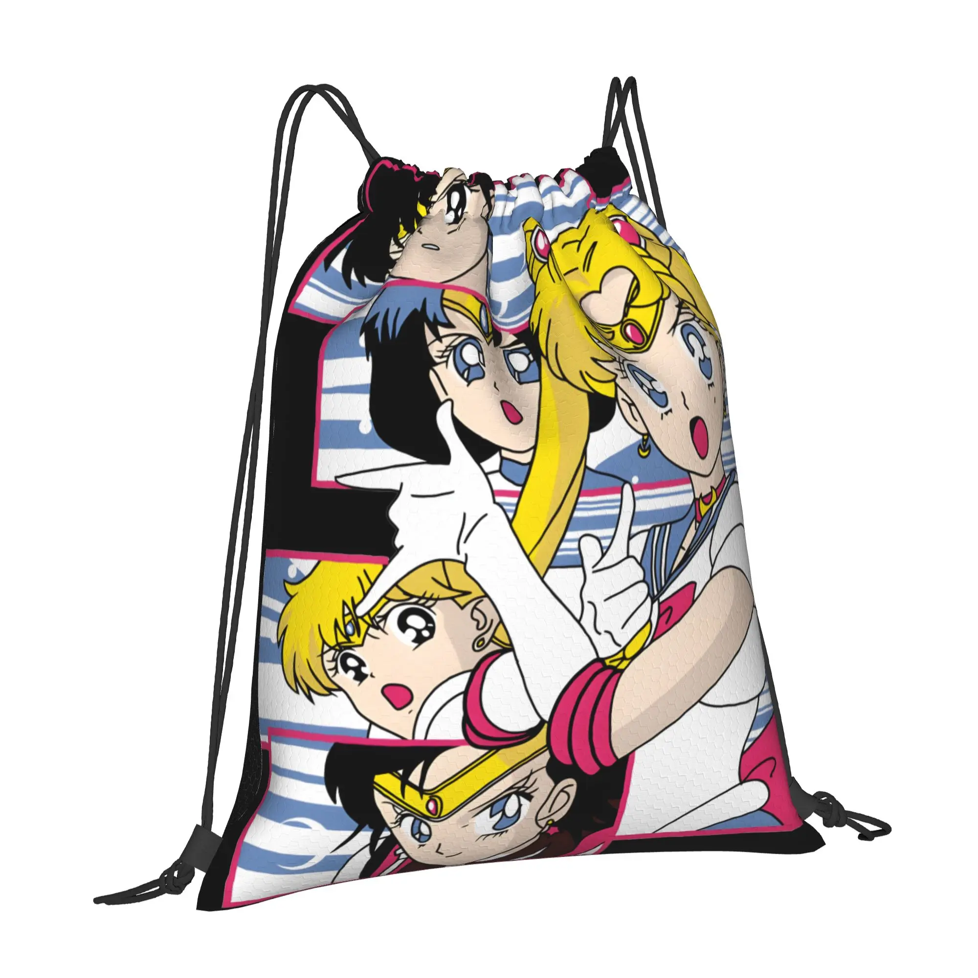 1 pc 90s Anime Squad Sailor Moon Drawstring Bags Hiking Unisex Storage Bag