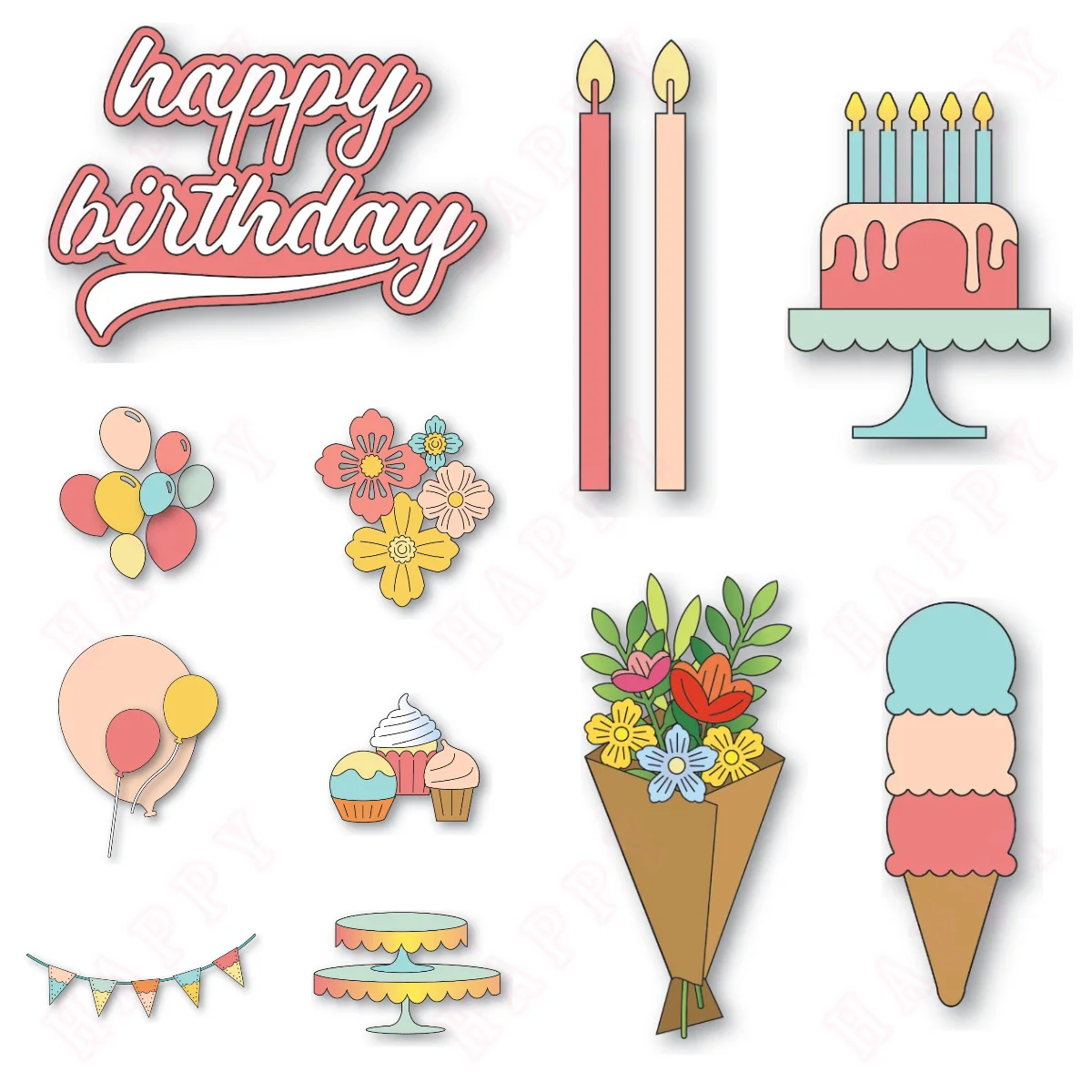 Happy Birthday Party Cake Dies Metal Cutting Dies Scrapbook Decoration Embossing Cake Die Template DIY Make Card handmade 2025