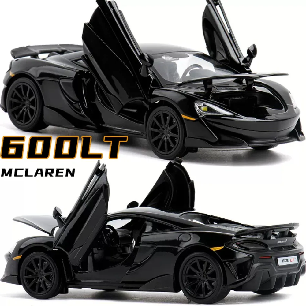 1:32 McLaren 600LT Model Sports Cars Alloy Diecast Toy Light Music 3 Doors Opened Pull Back Miniature Vehicle Birthday Presents