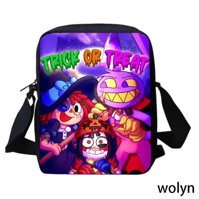 De Amazing Satchel digitale circus schoudertassen, cartoon crossbody schooltassen voor meisjes jongens, lichtgewicht kindertassen beste cadeau