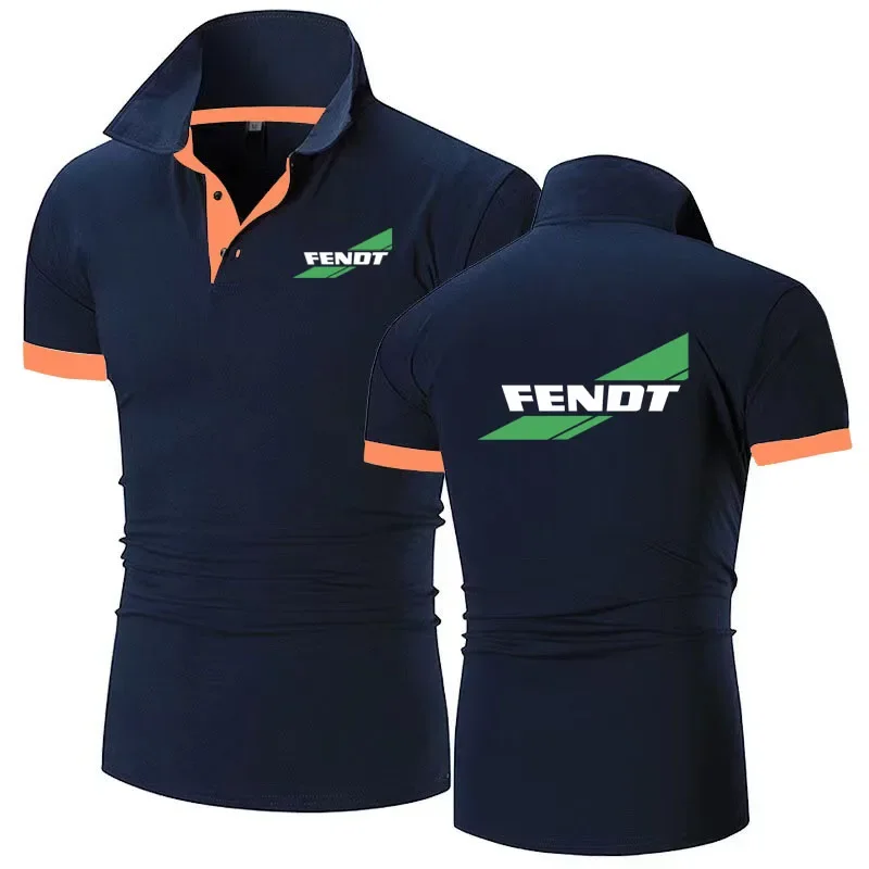 High-End T-Shirt color match New men's POLO shirt Tractor FENDT print 2024 Summer Casual sports oversized shirt Plus size S-6xl