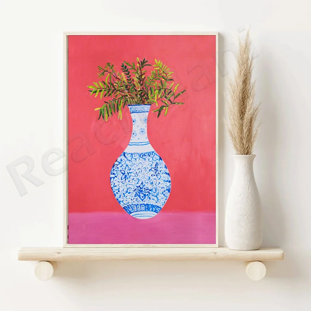 Chinoiserie Vase Print, Blue White Chinoiserie With Flowers, Chinoiserie Decor Print, Chinoiserie Art, Still Life Painting
