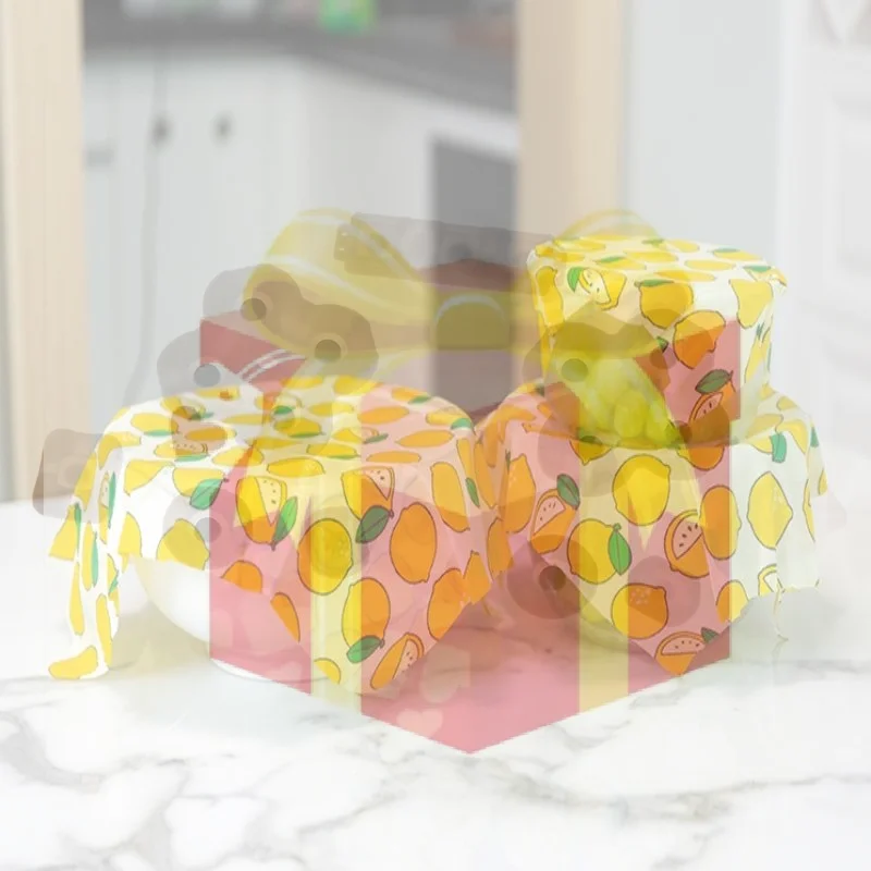 3sheets Beeswax Food Wrap Roll Reusable Beeswax Eco-Friendly Sustainable Food Storage Wrap For Sandwich Cheese Fruit Bread Snack