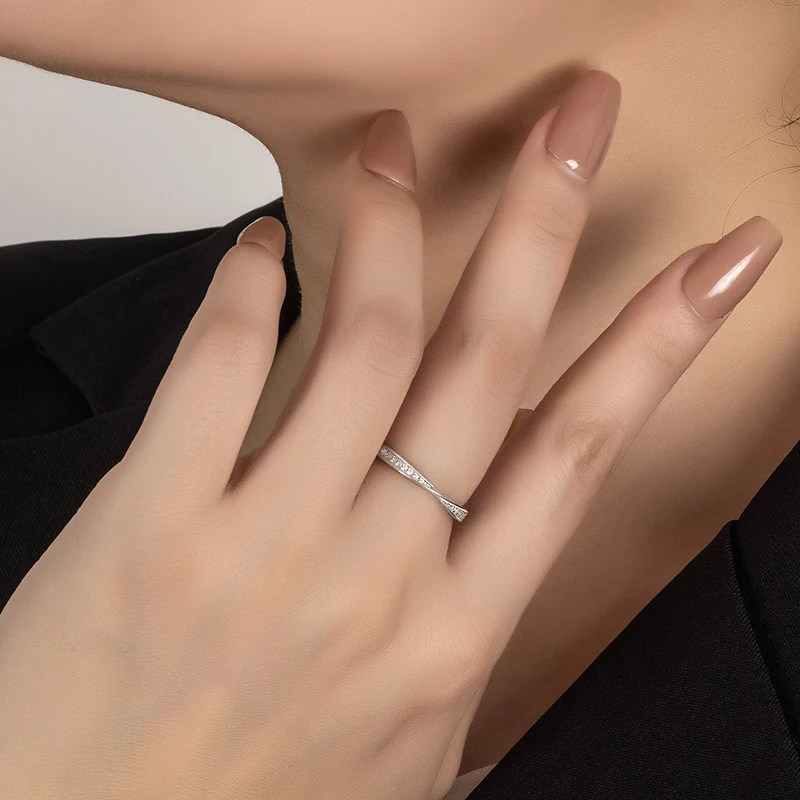 PERFANY 0.13CT Moissanite Ring for Women S925 Pure Silver Geometric Cross GRA Certified Diamond Ring Wedding Fashion Jewelry