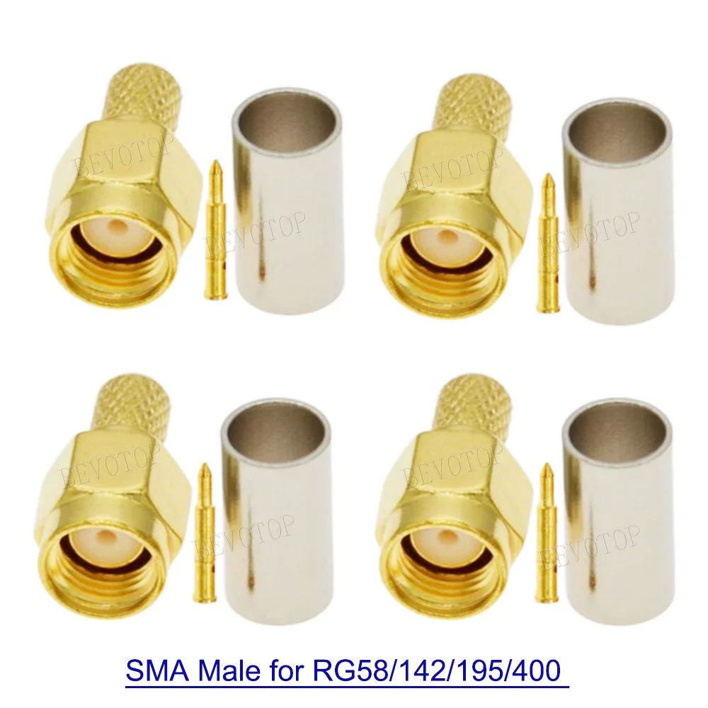 10Pcs/Lot SMA/RP SMA Male Plug RF Coax Connector Crimp for RG58 RG142 RG223 RG400 LMR195 Cable Wire Terminal Straight Adapter