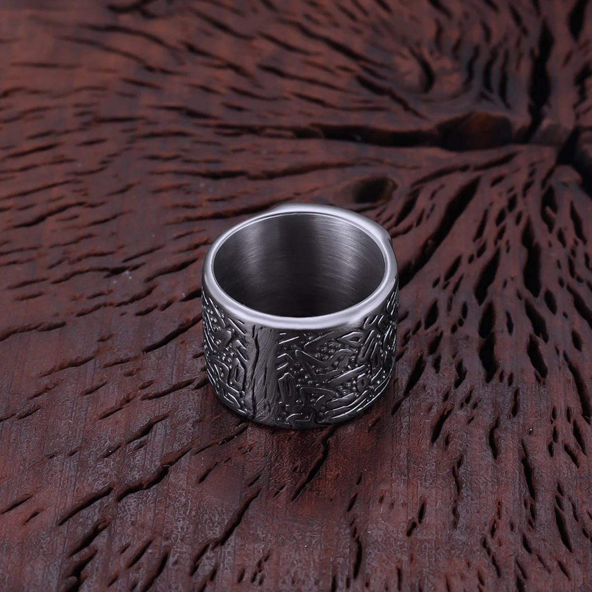 Vintage Rune Hela Valknut Symbol Ring Men Simple Fashion Stainless Steel Finger Jewelry Nordic Amulet Ring Gift for Boyfriend