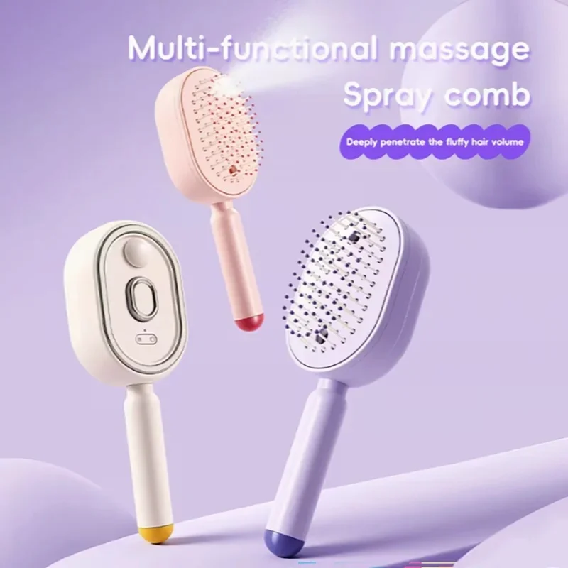 Electric steam hair styling comb，Ionic moisturizing hairbrush，Portable anti-frizz styling tool，Suitable for all hair types