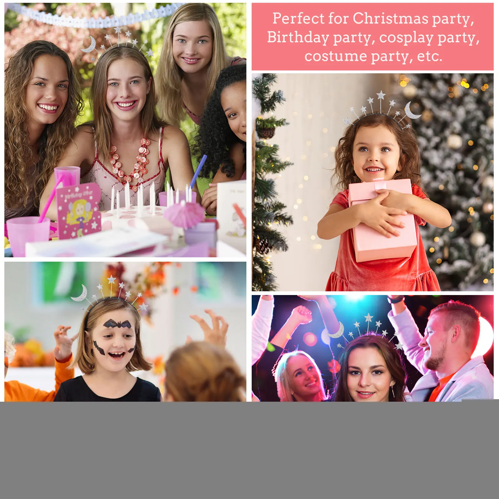 

Star Girls Headband Party Glitter Christmas Cosplay Party Headband Hairband Premium Durable Creative Stars Moon Hairband Gift