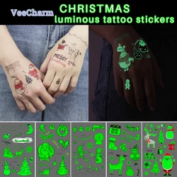 VeeCharm - Luminous Christmas Temporary Tattoos for Kids, Xmas Holiday Party Favor, Children Gifts, 1/12/24 Sheet