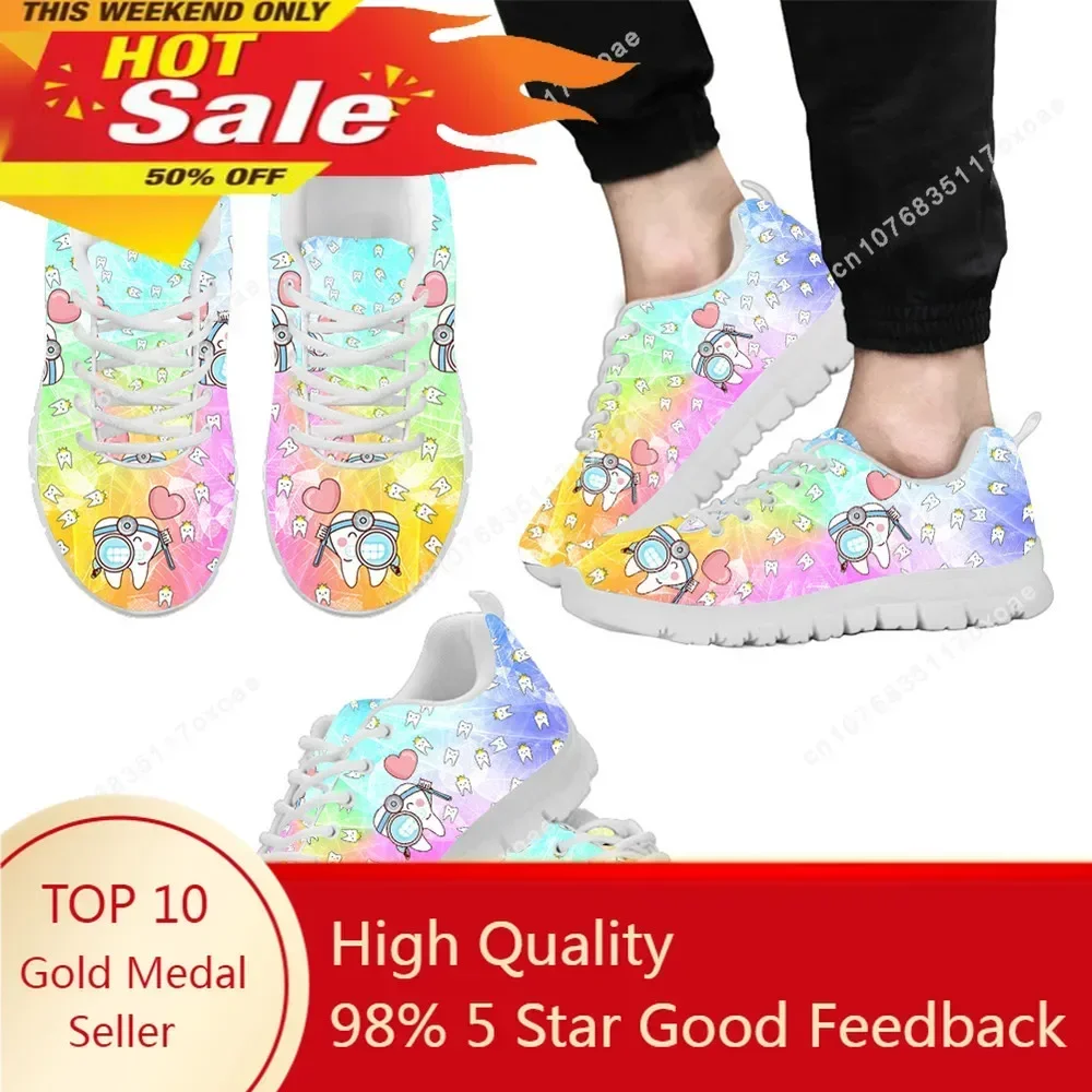 Dentist Shoes Woman Flats Sneakers Gradient Tooth Dental Doctor Print Summer Breathable Female Shoe Ladies Footwear