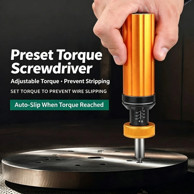 Torque Screwdriver Precision Alloy Adjustable 0.1-6Nm Preset Click Style with 2 Free Hard Bits for Bike Repair Camera Lens Kit