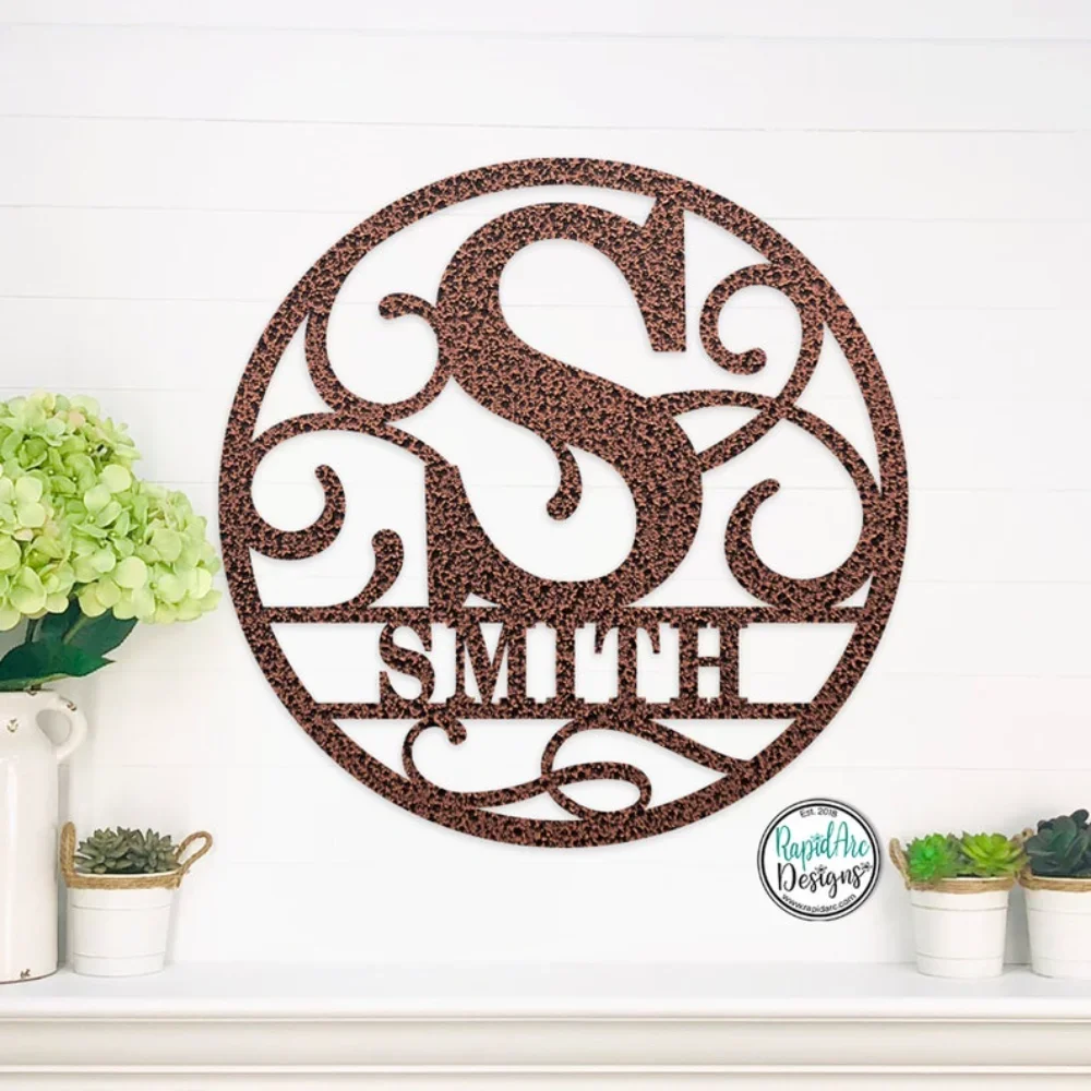 Elegant Monogram Name in Metal, A Customizable Sign for Family Name Display, Perfect As Wall or Door Hanger Photo Gallery Accent